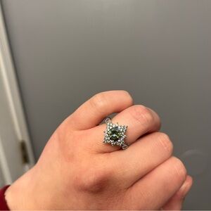 New Women’s Silver Alloy and Multicolor Stone Ring Size 7